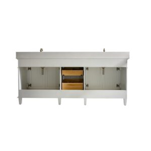 Legion Furniture WLF2280-W 80 Inch White Double Single Sink Vanity Cabinet with Carrara White Quartz Top