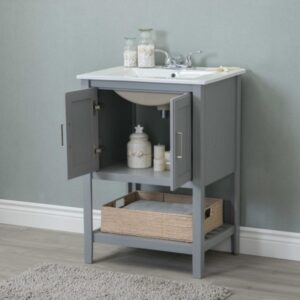 Legion Furniture WLF6020-G-BS 24 Inch Gray Vanity with Basket