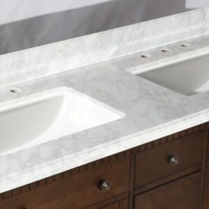 Legion Furniture WLF6036-60 61 Inch Antique Coffee Vanity with Carrara White Top and Matching Backsplash, No Faucet