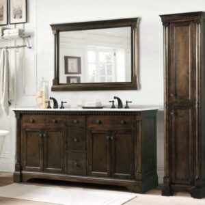 Legion Furniture WLF6036-60 61 Inch Antique Coffee Vanity with Carrara White Top and Matching Backsplash, No Faucet