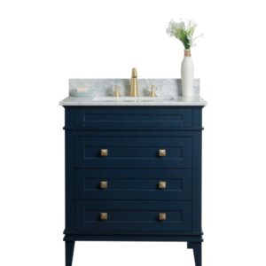 Legion Furniture WS3130-B 30 Inch Solid Wood Vanity in Blue, No Faucet