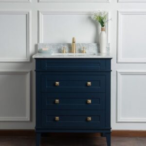 Legion Furniture WS3130-B 30 Inch Solid Wood Vanity in Blue, No Faucet