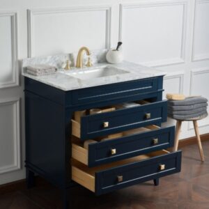 Legion Furniture WS3136-B 36 Inch Solid Wood Vanity in Blue, No Faucet