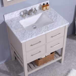 Legion Furniture WT7130-G 31 Inch Vanity Set with Mirror in Warm Gray, No Faucet