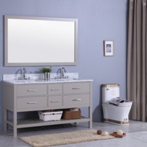 Legion Furniture WT7160-G 61 Inch Vanity Set with Mirror in Warm Gray, No Faucet