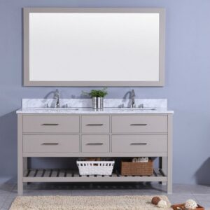 Legion Furniture WT7160-G 61 Inch Vanity Set with Mirror in Warm Gray, No Faucet