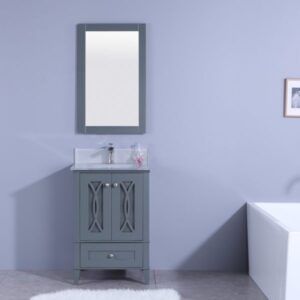 Legion Furniture WT7424-GG 24 Inch Vanity Set with Mirror in Gray, No Faucet