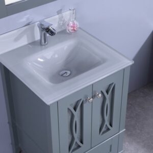 Legion Furniture WT7424-GG 24 Inch Vanity Set with Mirror in Gray, No Faucet