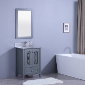 Legion Furniture WT7424-GG 24 Inch Vanity Set with Mirror in Gray, No Faucet