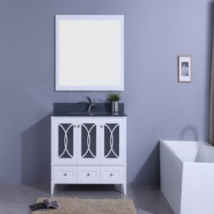 Legion Furniture WT7448-WT 48 Inch Vanity Set with Mirror in White, No Faucet