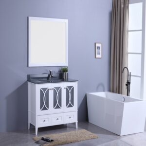 Legion Furniture WT7448-WT 48 Inch Vanity Set with Mirror in White, No Faucet