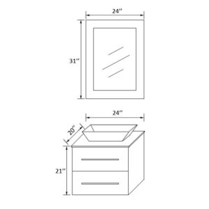 Legion Furniture WT9189 24 Inch Vanity Set with Mirror in Espresso, No Faucet