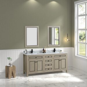 Legion Furniture WV2272 72 Inch Freestanding Double Sink Bathroom Vanity with Carrara White Marble Top