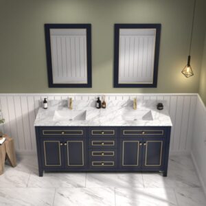 Legion Furniture WV2272 72 Inch Freestanding Double Sink Bathroom Vanity with Carrara White Marble Top