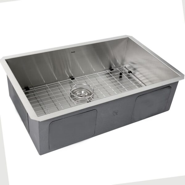 Nantucket Sinks ZR2818-16 Pro Series 28 Inch Large Rectangle Single Bowl Undermount Zero Radius Stainless Steel Kitchen Sink