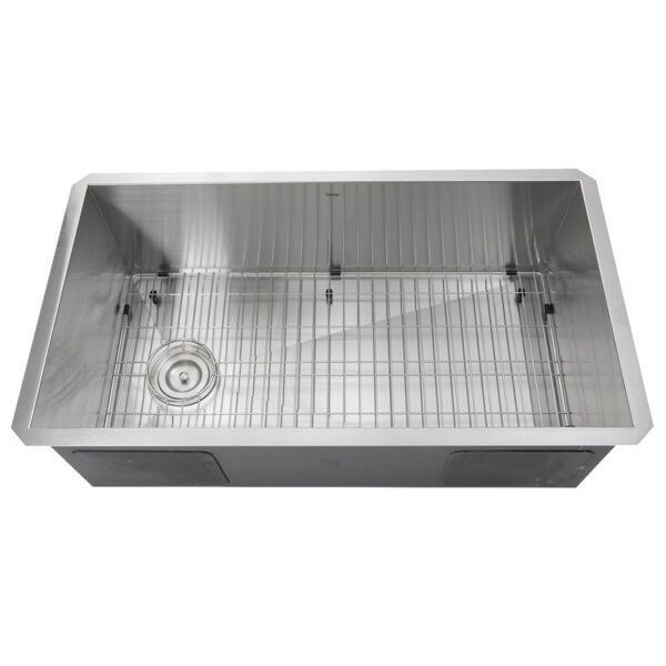 Nantucket Sinks ZR3218-OSD Pro Series 32 Inch Large Rectangle Single Bowl Undermount Small Radius Stainless Steel Kithcen Sink