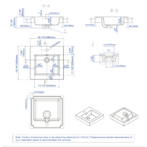 Dowell Topmount Bathroom Resin Basin 000 1818BP