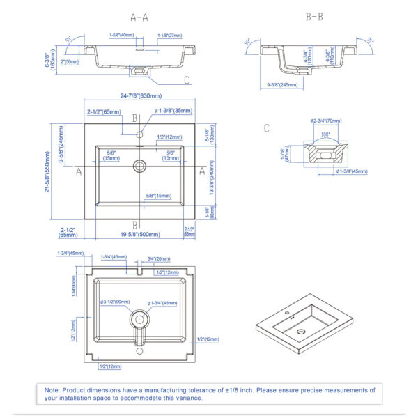 Dowell Topmount Bathroom Resin Basin 000 2522BP