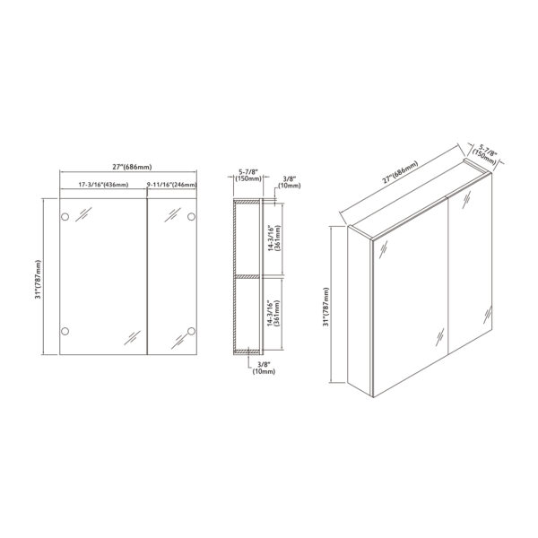 Dowell Wooden Mirror Medicine Cabinet – 000 2731 01M