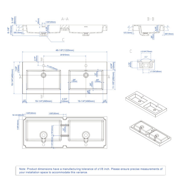 Dowell Topmount Bathroom Resin Basin 000 4818BP