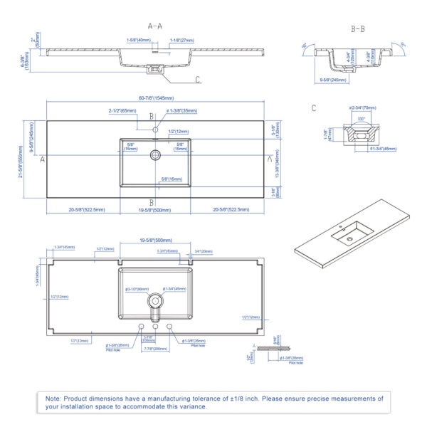 Dowell Topmount Bathroom Resin Basin 000 6122BPS