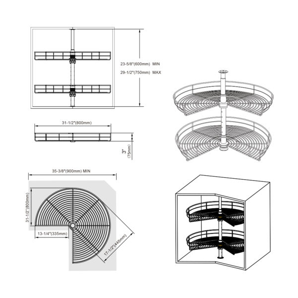 Dowell Base Corner Lazy Susan – 4001 270 32