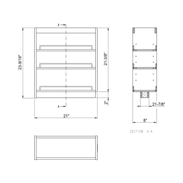 Dowell 8″ Base Pullout Organizer with Adjustable Shelves-4004 0824