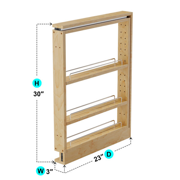 Dowell 3″ Base Filler Pullout with Adjustable Shelves-4005 0330