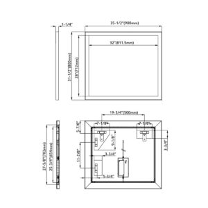 Dowell Black Alu Frame Mirror 5005 3631