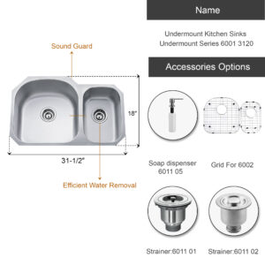 Dowell Undermount Kitchen Sinks Undermount Series 6001 3120