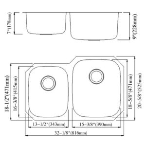 Dowell Undermount Kitchen Sinks Undermount Series 6001 3220RT