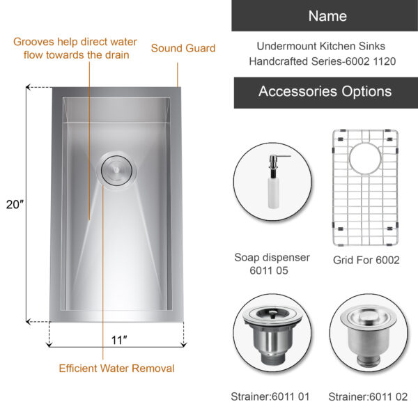 Dowell Undermount Kitchen Sinks Handcrafted Series-6002 1120