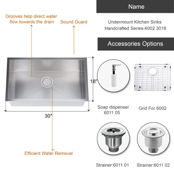 Dowell Undermount Kitchen Sinks Handcrafted Series-6002 3018