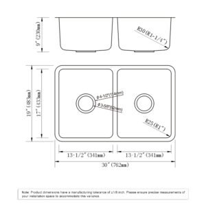 Dowell Undermount Kitchen Sinks Handcrafted Small-Radius Corner (R25) Series 6005 3019