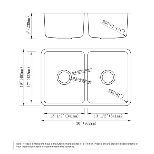 Dowell Undermount Kitchen Sinks Handcrafted Small-Radius Corner (R25) Series 6005 3019