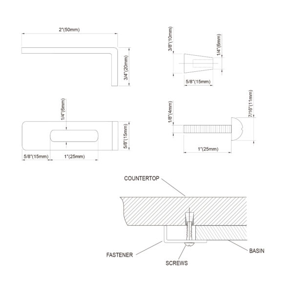 Dowell Clips and Screws for Counter top – 6011 10