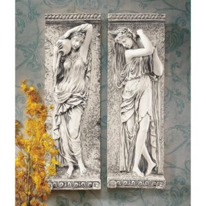 Design Toscano AH91480 7 Inch Water Maidens Plaques, Set of 2