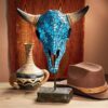 Design Toscano AL59134 11 1/2 Inch Western Faux Turquoise Cow Skull Statue