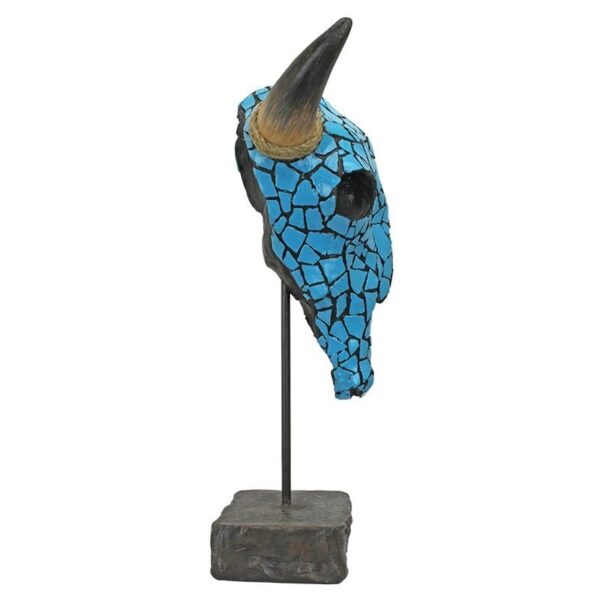 Design Toscano AL59134 11 1/2 Inch Western Faux Turquoise Cow Skull Statue