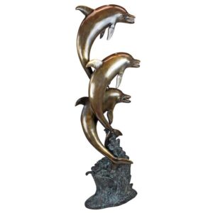 Design Toscano AS23142 18 1/2 Inch Triple Leap Dolphins Piped Statue