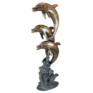 Design Toscano AS23142 18 1/2 Inch Triple Leap Dolphins Piped Statue