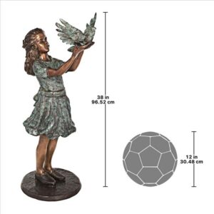 Design Toscano AS24915 14 Inch Destiny and The Dove of Peace Little Girl Cast Bronze Garden Statue