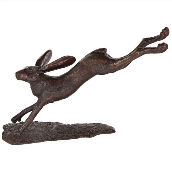 Design Toscano AS27234 15 Inch Leaping Hare Jumping Rabbit Cast Bronze Garden Statue