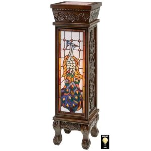 Design Toscano BN1036 10 Inch Peacock Stained Glass Pedestal