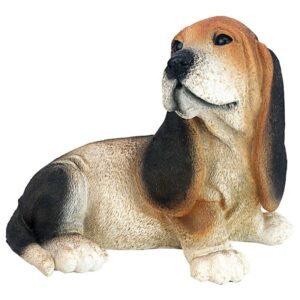 Design Toscano CF3298 9 Inch Basset Puppy Statue - Black and Brown