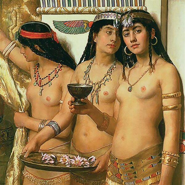 Design Toscano DA1024 33 1/2 Inch Pharaohs Handmaidens Framed 1882 Canvas Replica Painting - Grande