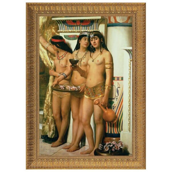 Design Toscano DA1021 15 1/2 Inch Pharaohs Handmaidens Framed 1882 Canvas Replica Painting - Small