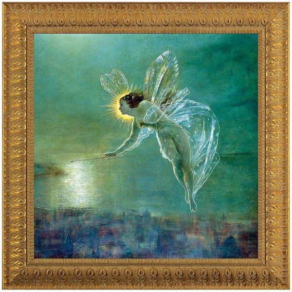 Design Toscano DA1373 30 1/2 Inch Spirit of The Night Fairy 1879 Framed Canvas Replica Painting - Medium