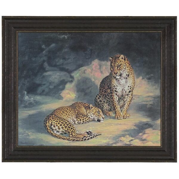 Design Toscano DA1421 20 Inch a Pair of Leopards 1845 Canvas Replica Painting - Small