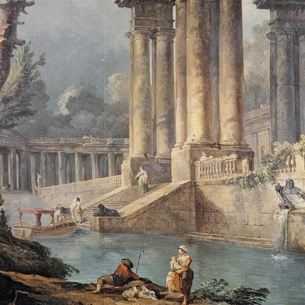 Design Toscano DA1492 18 1/4 Inch The Ruins Near The Water 1779 Canvas Replica Painting - Medium